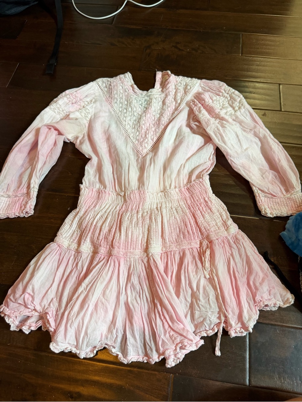 LoveShackFancy Pink Smocked Mini Dress